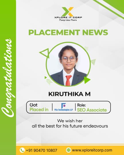 Kiruthika M - Seo Associate placed from Xplore IT Corp Coimbatore