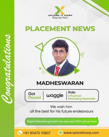 Matheshwaran - Full Stack Developer placed from Xplore IT Corp Coimbatore