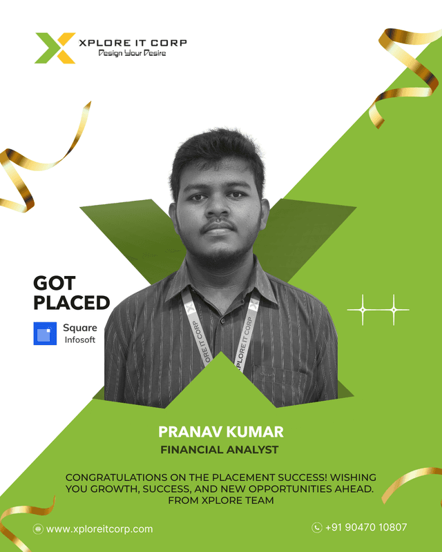 Pranav Kumar - Financial Analyst placed from Xplore IT Corp Coimbatore